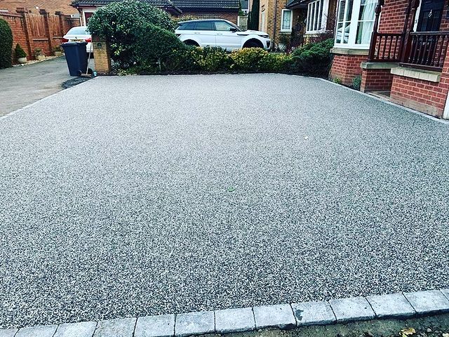 finished overlaid driveway in grey